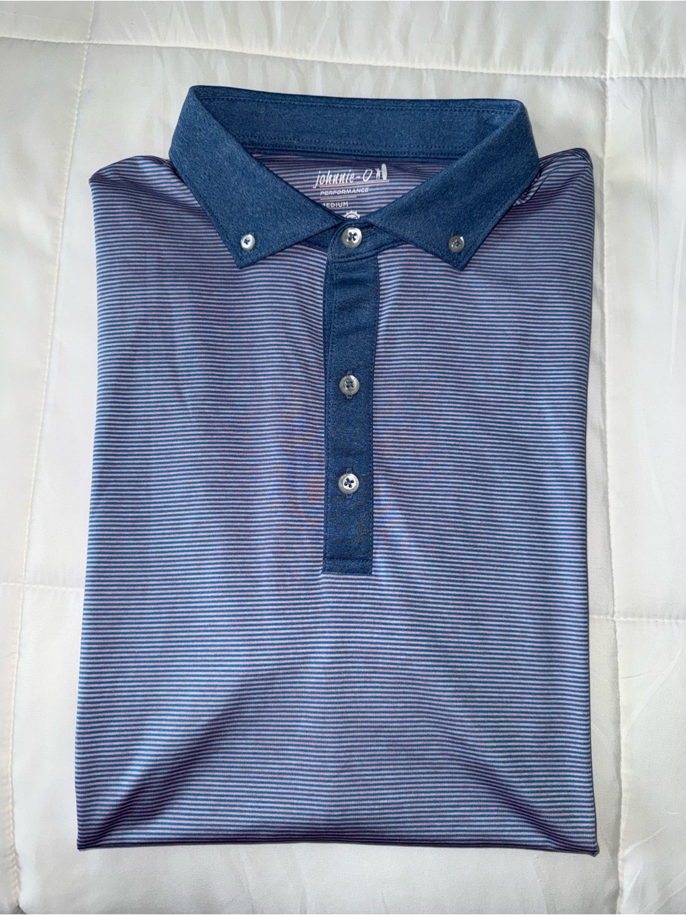 Johnnie-O Blue Striped Polo Shirt